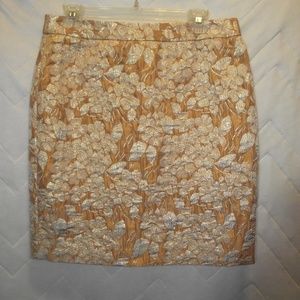 Talbots Metallic Floral Brocade Pencil Skirt